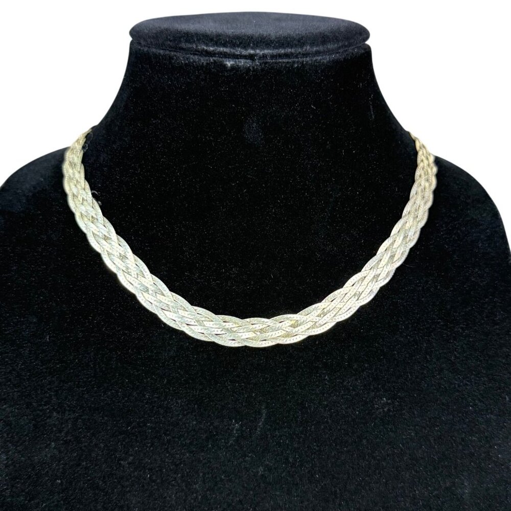 925 Sterling Silver Italian Braided Necklace PRL Stamp Women Jewelry 18" Lobster